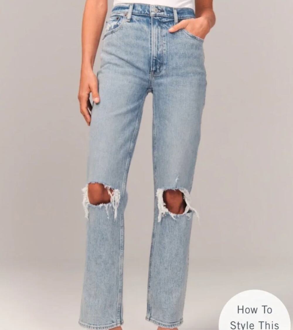 Abercrombie 90s Straight Jeans Ultra High Rise Jeans Size 28 Blue
